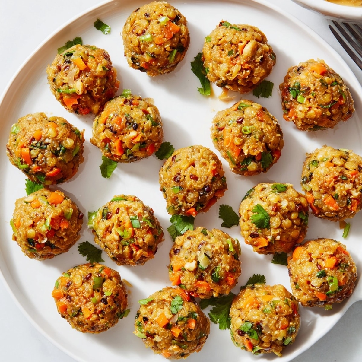 Imagine the aromatic steam from freshly cooked Thai Peanut Lentil Bites served with lime wedges.