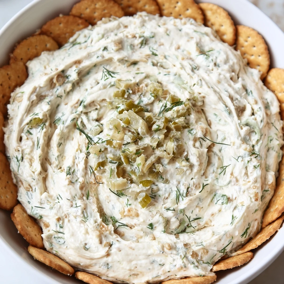 Tangy Dill Pickle Ranch Cookie Dip perfect for dipping pretzels and crackers.  