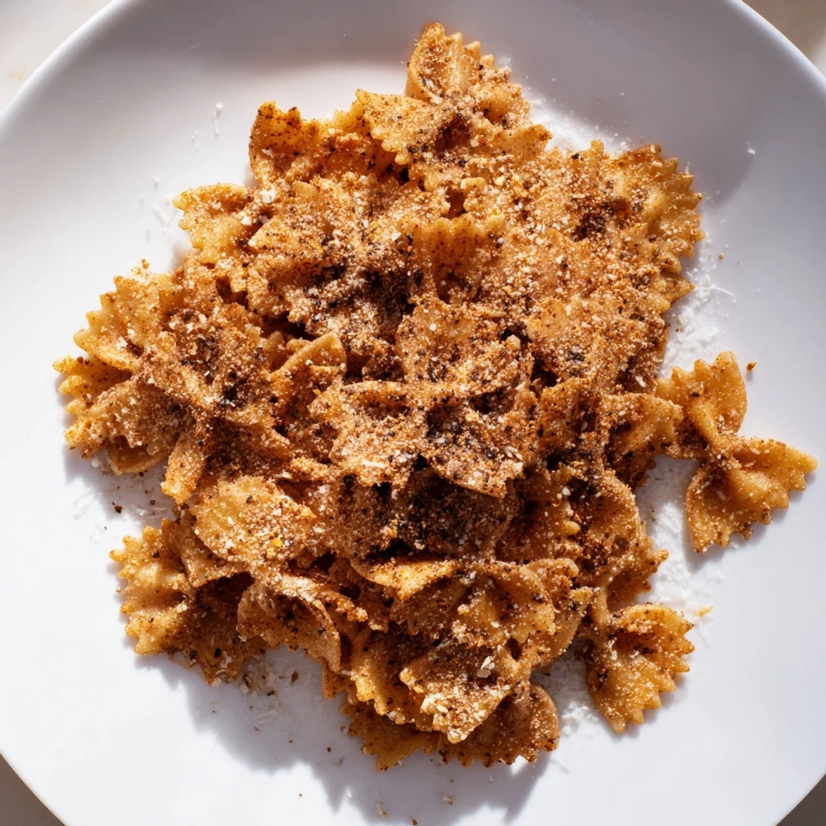 Crispy pasta chips seasoned variety, perfect for dipping or snacking anytime.  