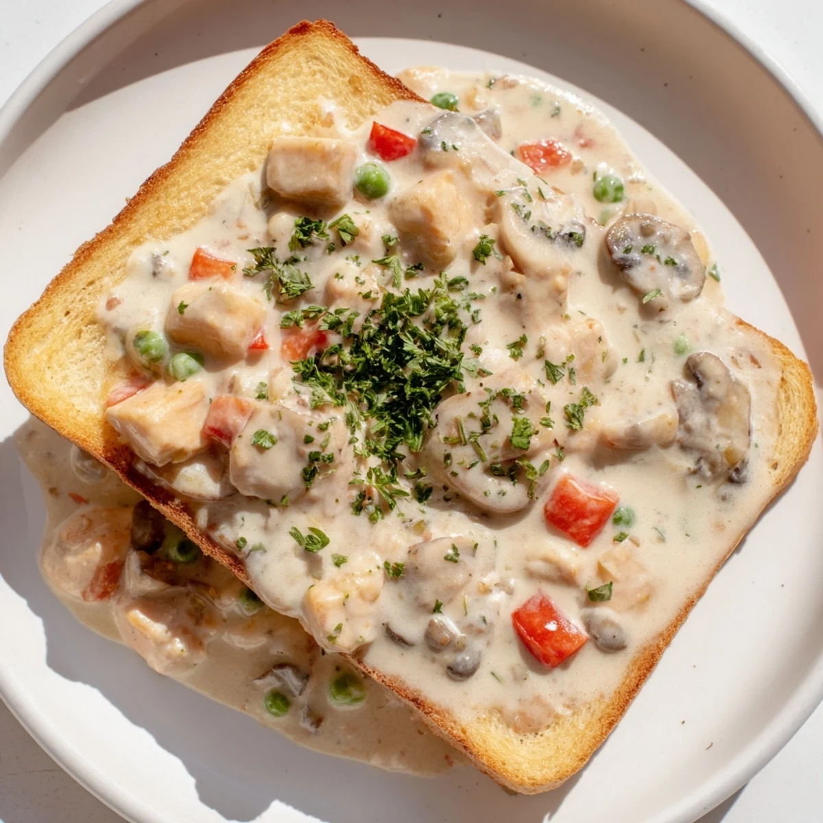 Chicken creamy mushrooms toast