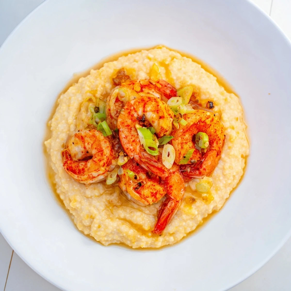 Creamy shrimp & grits with succulent shrimp in garlic butter, a Southern comfort food classic.