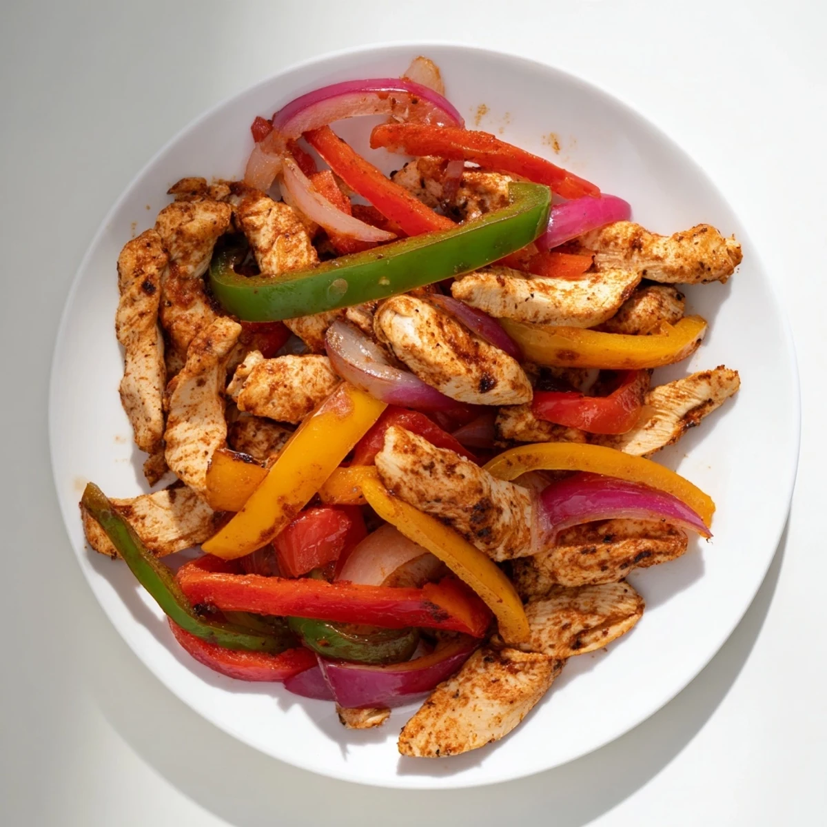 Enjoy this easy weeknight meal of Sheet-Pan Chicken Fajitas: juicy chicken with lime and cilantro.
