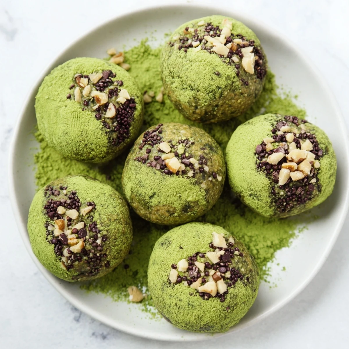 Vibrant image of Matcha Gingerbread Cookie Dough Protein Bites: a healthy and delicious snack with gluten-free options.