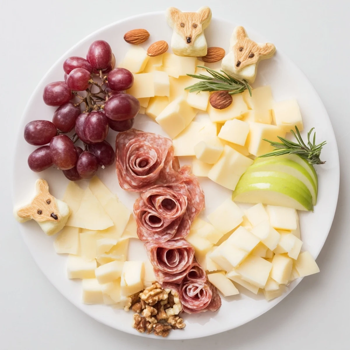 Cozy Forest Animal Board bursting with colorful fruits, assorted cheeses, and animal-shaped treats ready to enjoy.