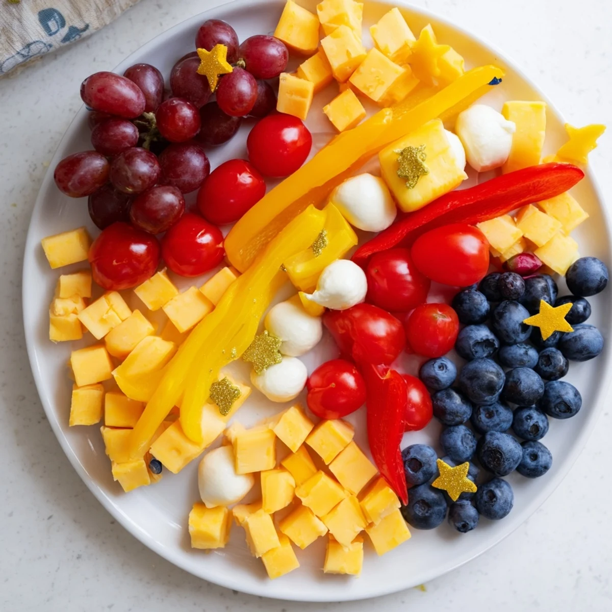 Blast Off Spaceship Snack Board: A colorful, kid-friendly arrangement with cheese rockets, veggies, and dips.