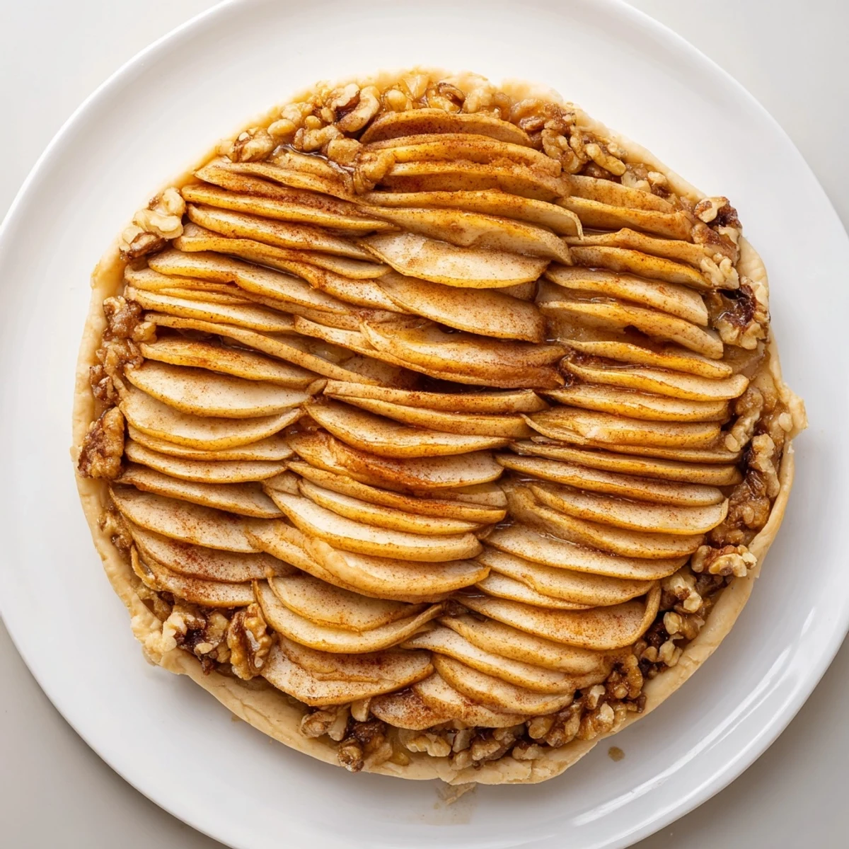 Crisp, thin apple slices create the stunning lattice atop a honey-nut base of this Lattice Orchard.
