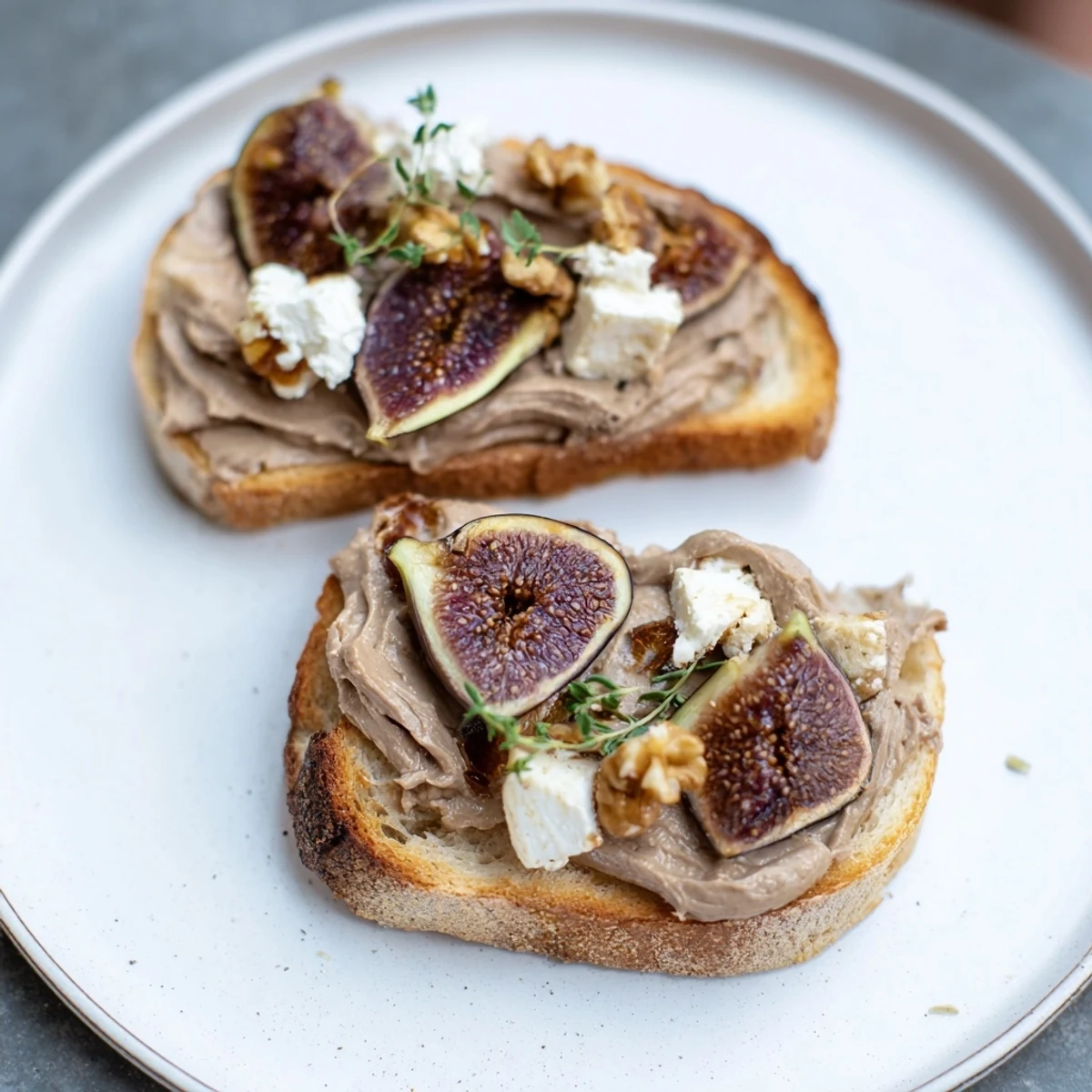Royal Tapestry appetizer, a visually stunning arrangement of pâté, figs, and toasted walnuts, ready to savor.