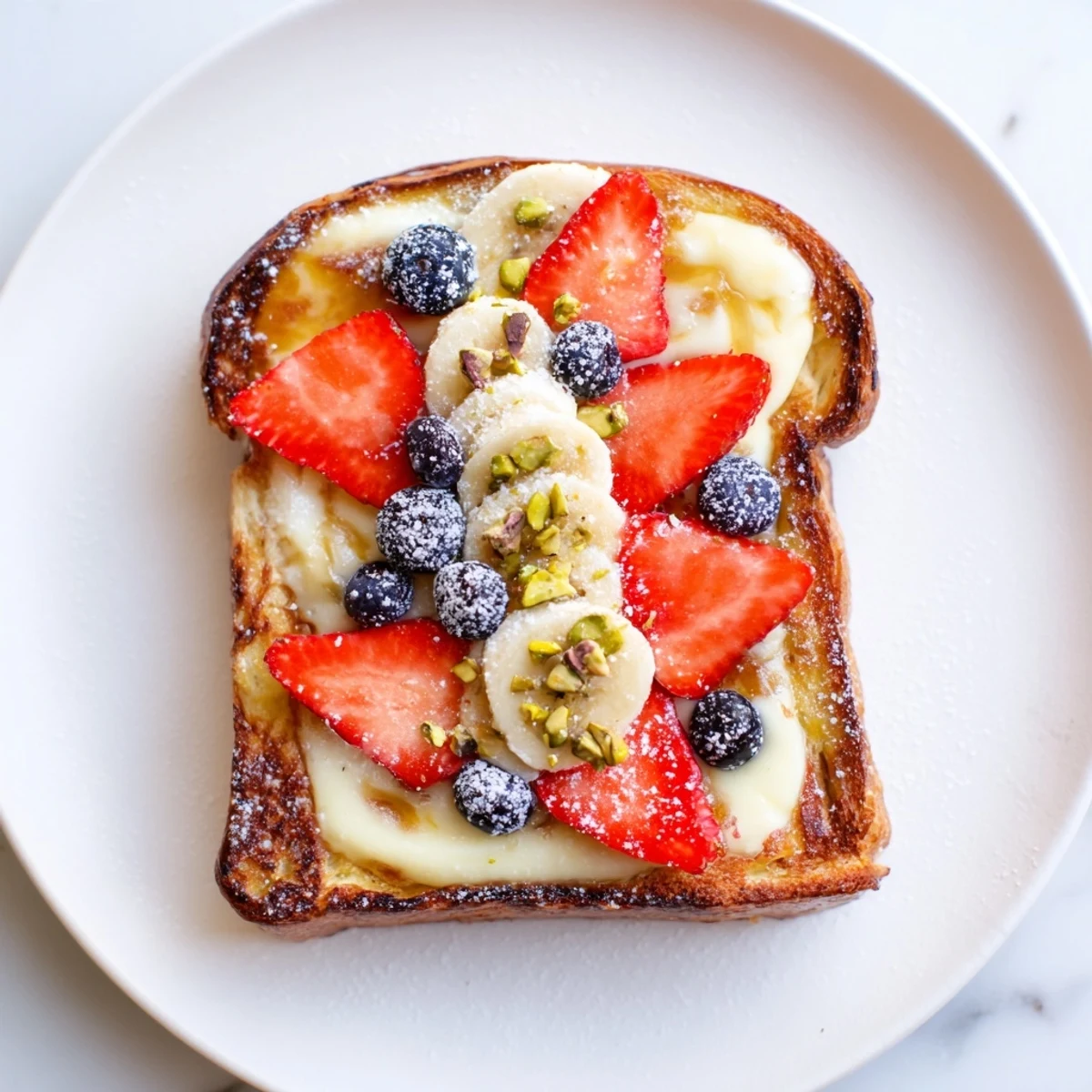 Golden-brown Viral Yogurt Toast topped with colorful berries, a delightful breakfast treat.