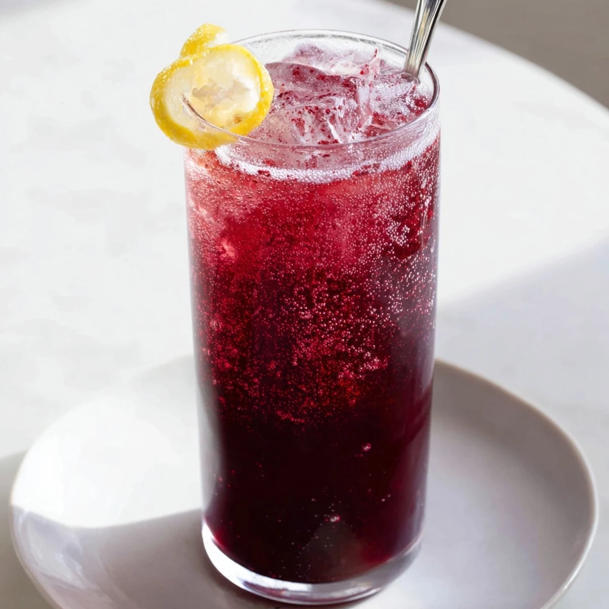 A vibrant Sleepy Girl Mocktail, showcasing the rich red tart cherry juice, perfect for a relaxing evening.