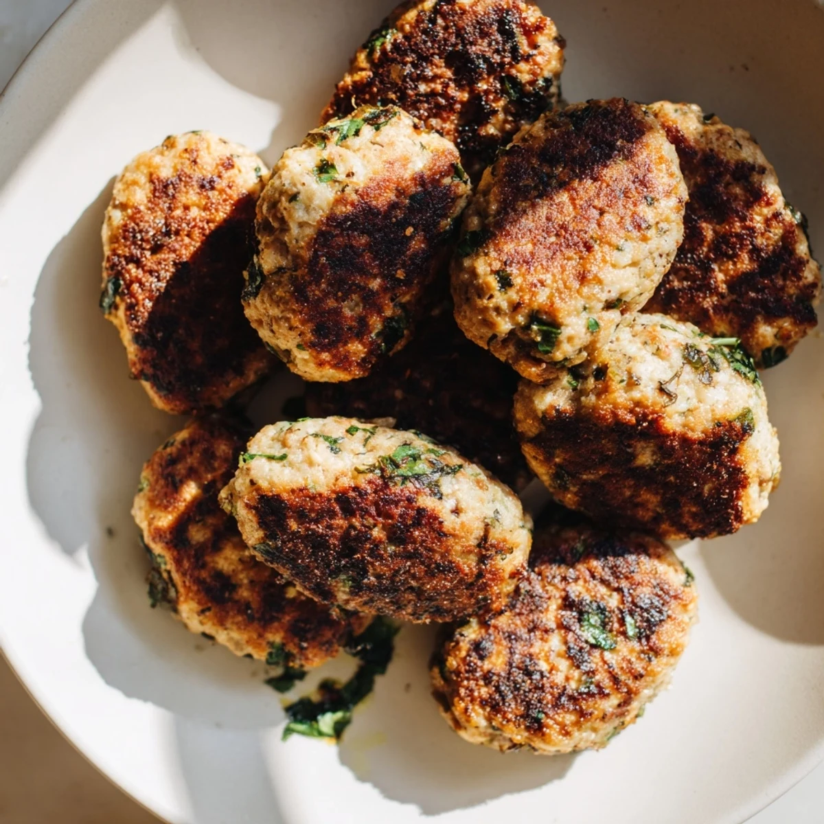 Freshly made Turkish Köfte, seasoned with herbs, ready to be grilled, offering smoky aromas described.