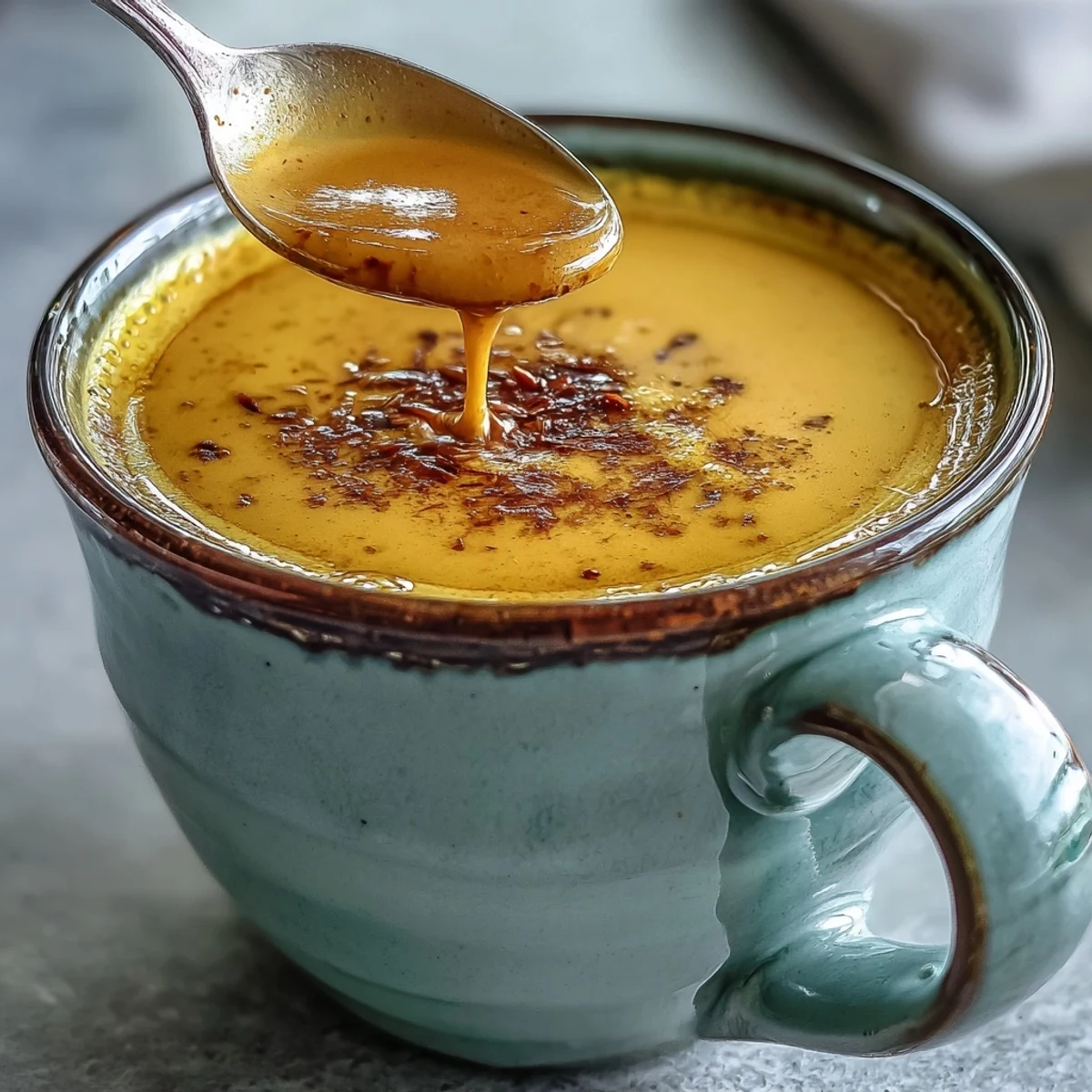 Steaming mug of Turmeric and Ginger Golden Milk with a cinnamon stick, served warm and cozy for relaxation.