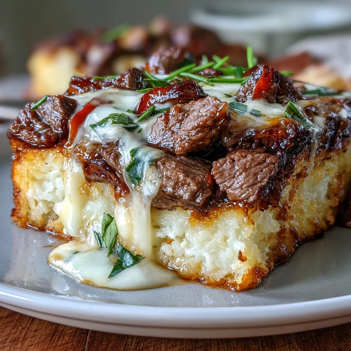 Low-carb Philly cheesesteak flavors in a comforting casserole topped with melted provolone and mozzarella.  