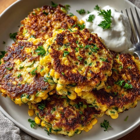 Crispy, light Late Summer Zucchini &amp; Corn Fritters, a perfect summertime appetizer or snack.