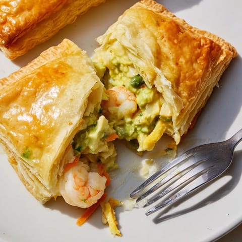 Savory Shrimp Avocado Cheddar Pockets with creamy avocado filling, ready for a tasty bite.