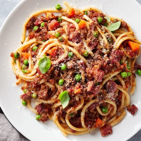 Spaghetti Bolognese Smoky Bacon Peas