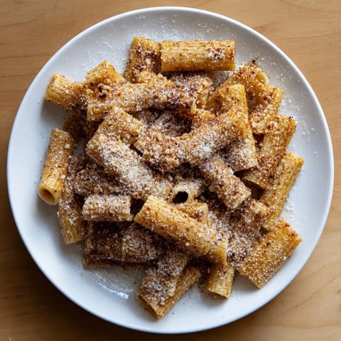 Savory baked pasta chips with garlic and paprika, ideal for movie nights.  