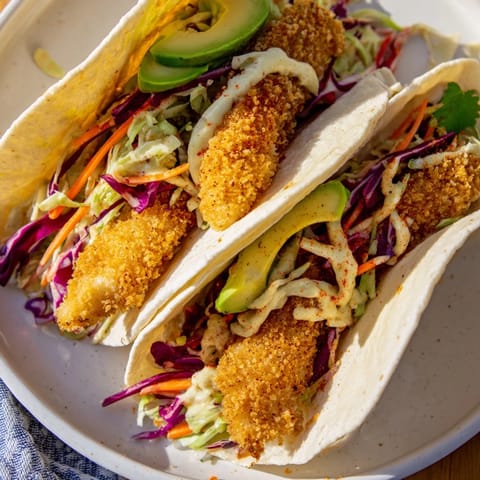 Crispy Fish Tacos Slaw