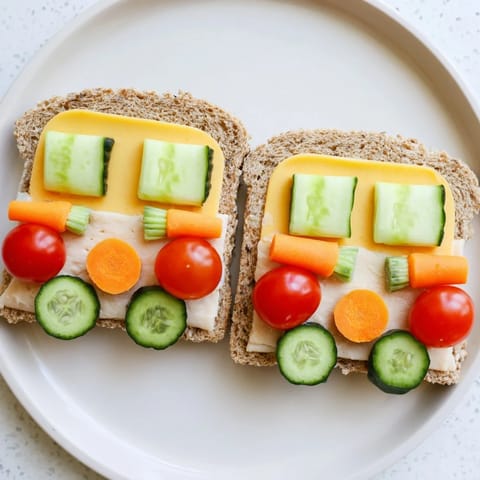 Vibrant Road Trip Ready Car-Shaped Lunch, featuring crispy pretzel wheels and carrot bumper details.