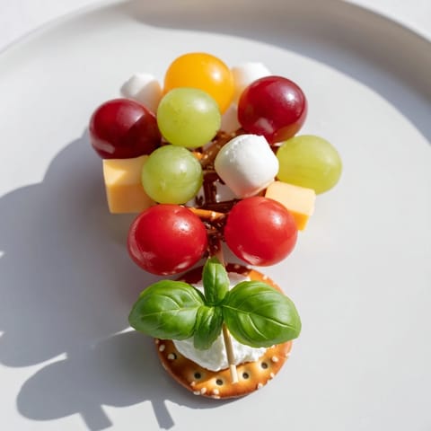 These kid-friendly Up, Up, & Away Hot Air Balloon Snacks are filled with fruit, cheese, and crackers.