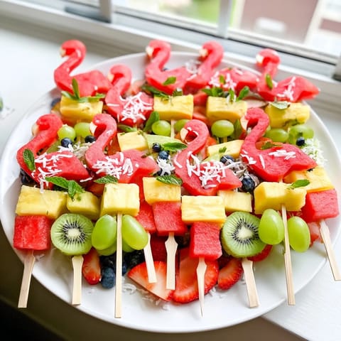 Flamingo Fruit Skewers Platter