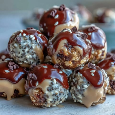 Tasty Snack-Sized Protein Balls with Peanut Butter and Oats ready to eat.
