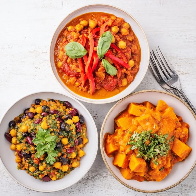 Colorful Caribbean sweet potato curry with black beans, served in a rustic bowl.