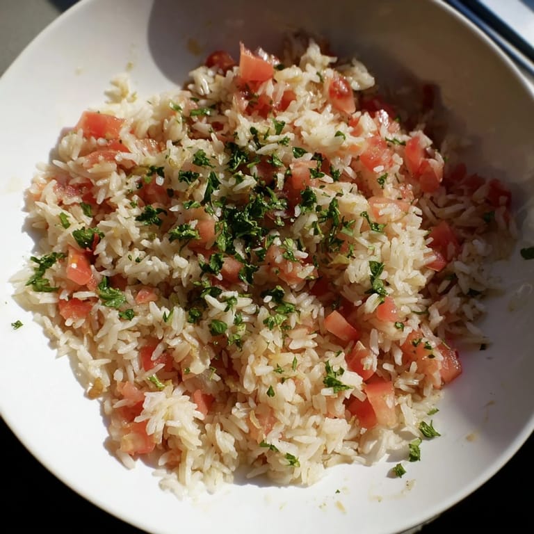 Deliciously simple tomato-rice skillet dinner, simmered in a skillet, perfect for quick weeknight meals.