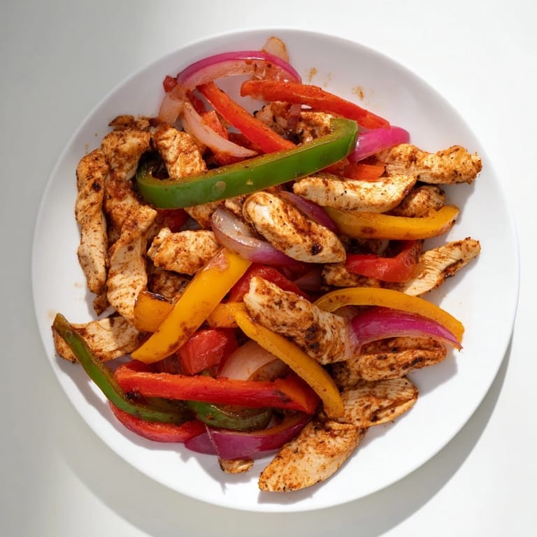 Enjoy this easy weeknight meal of Sheet-Pan Chicken Fajitas: juicy chicken with lime and cilantro.