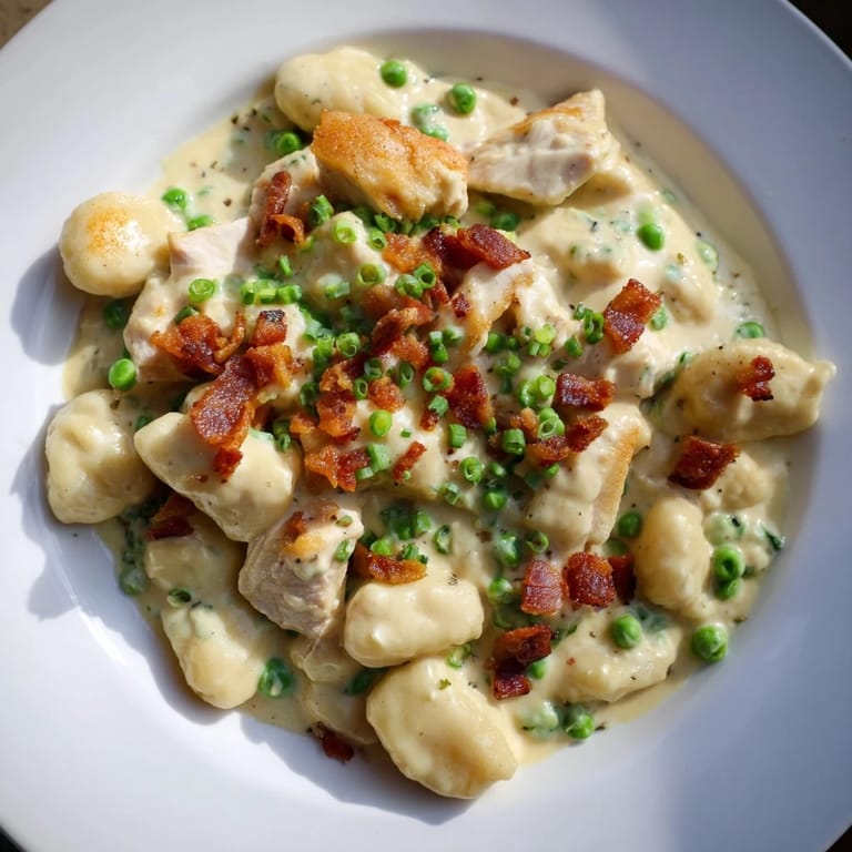 Scoop up some Creamy Crack Chicken Gnocchi: tender potato pasta swimming in a rich, creamy sauce.
