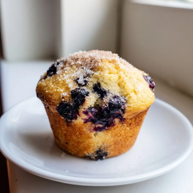 Freshly baked Budget Christmas Blueberry Muffins, overflowing with plump blueberries, ready for a delicious bite.