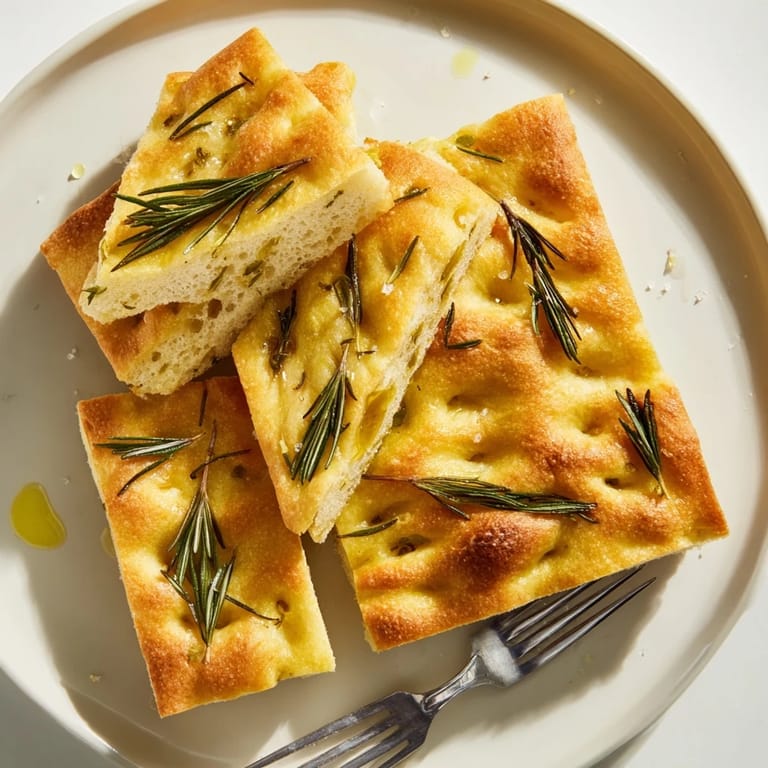 Perfectly baked Holiday Bread focaccia with a golden crust, seasoned, and ready for your table.