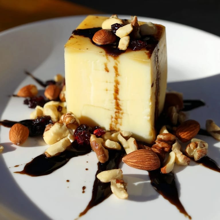 "The Sundial" cheese platter artfully displays a sundial-shaped cheese centerpiece and scattered nutty clusters.