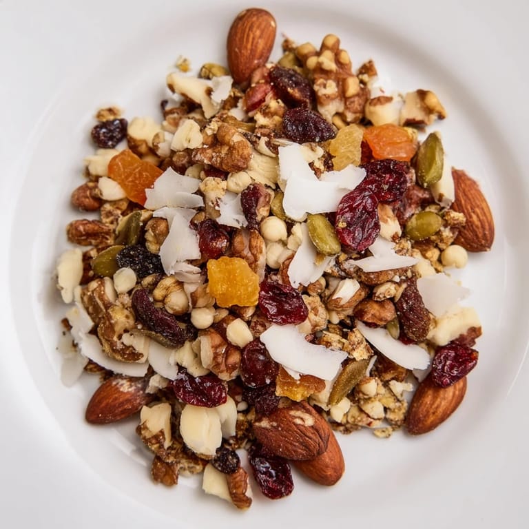 Golden-brown nuts and dried fruit shine in this simple Mélange Hivernal Flocon de Neige recipe.