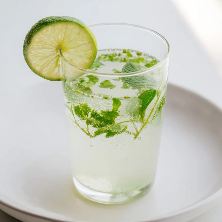 Bright green Mint Lime Agua Fresca in a pitcher, garnished with lime, ready to serve cold.