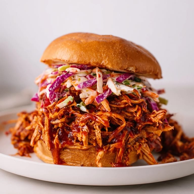 Smoky BBQ jackfruit sliders with creamy coleslaw: a delicious plant-based take on pulled pork.