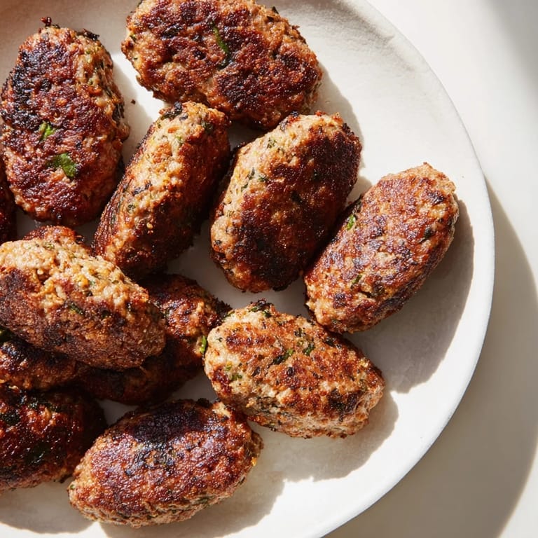 Imagine juicy Turkish Köfte meatballs, served with fresh parsley, perfect for a hearty meal.