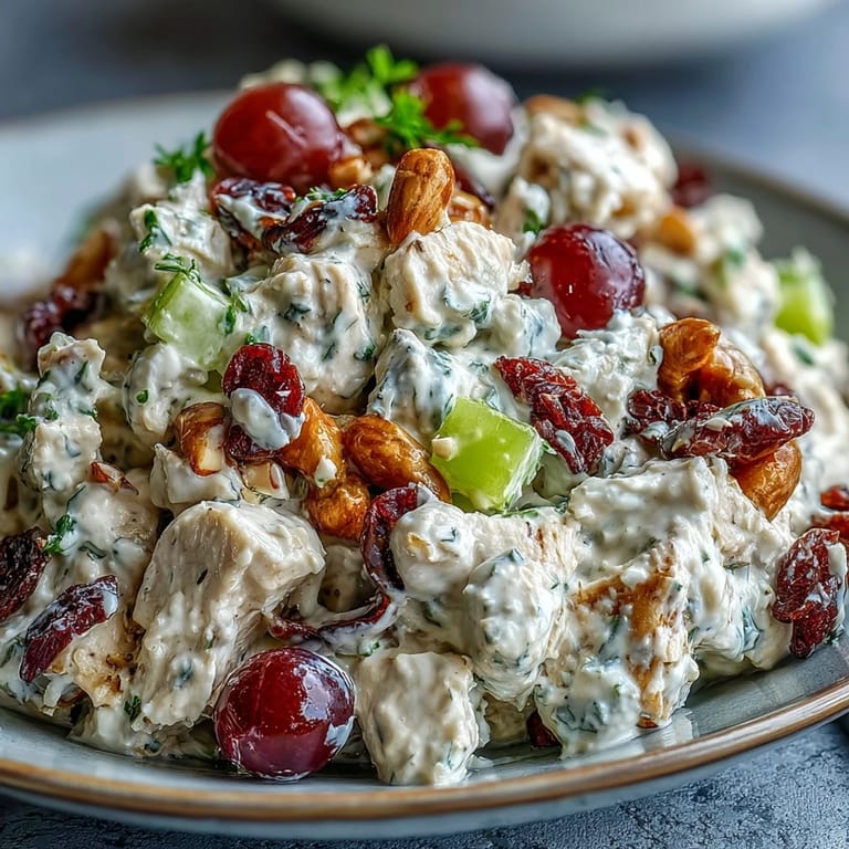 Creamy vegan mayo coats a hearty mix of chickpeas, almonds, and fresh produce in this protein-rich, dairy-free twist on classic chicken salad.