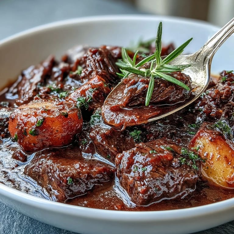 Slow-cooked beef stew with carrots, parsnips, and potatoes, perfect for warming up on cold nights.  
