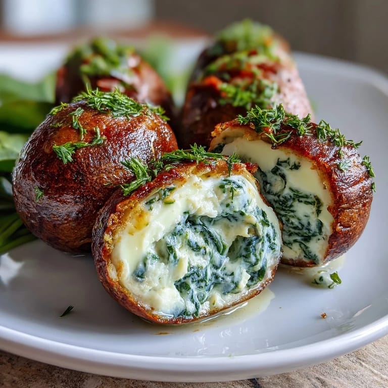 Creamy spinach and herb deviled eggs garnished with crunchy prosciutto for a colorful twist.